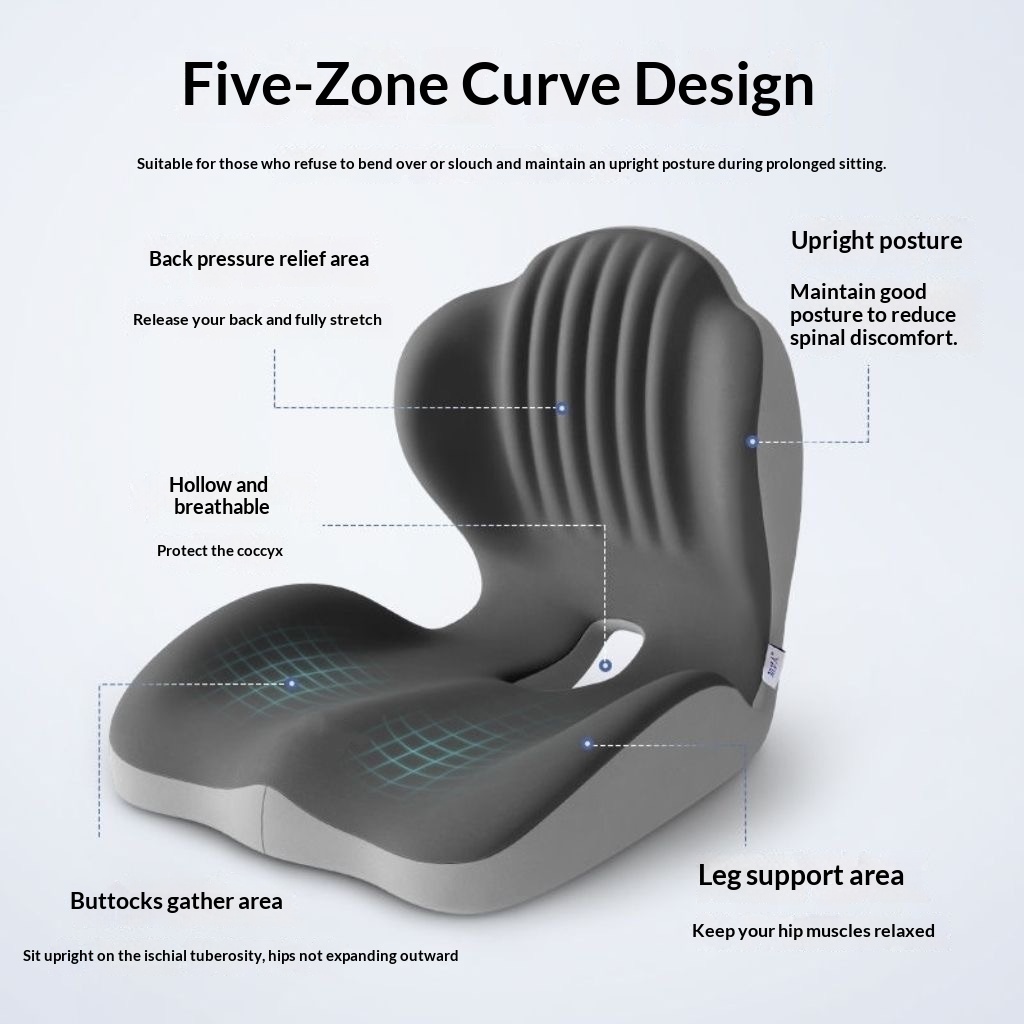 Ergonomic Lumbar Support Seat Cushion - Posture Correcting Memory Foam Chair Pad for Students Office Home Use