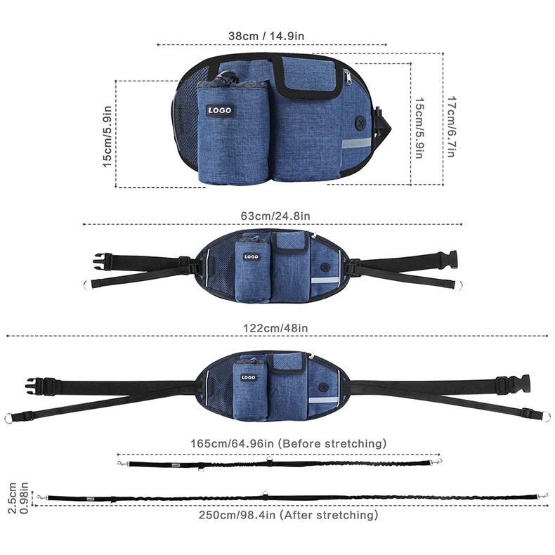 Dog Training Leash Waist Bag Hands-Free Outdoor Pet Running Walking Leash Portable Dog Food Water Cup Storage Bags - Image 9