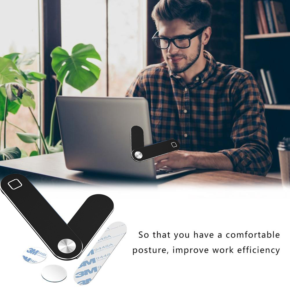 Laptop Phone Holder, Adjustable Laptop Side Mount Clip, Magnetic Laptop Monitor Mount, Computer Laptop Cellphone Stand Foldable Aluminum Expansion Bracket Tablet Clip For Dual Screen - Image 5