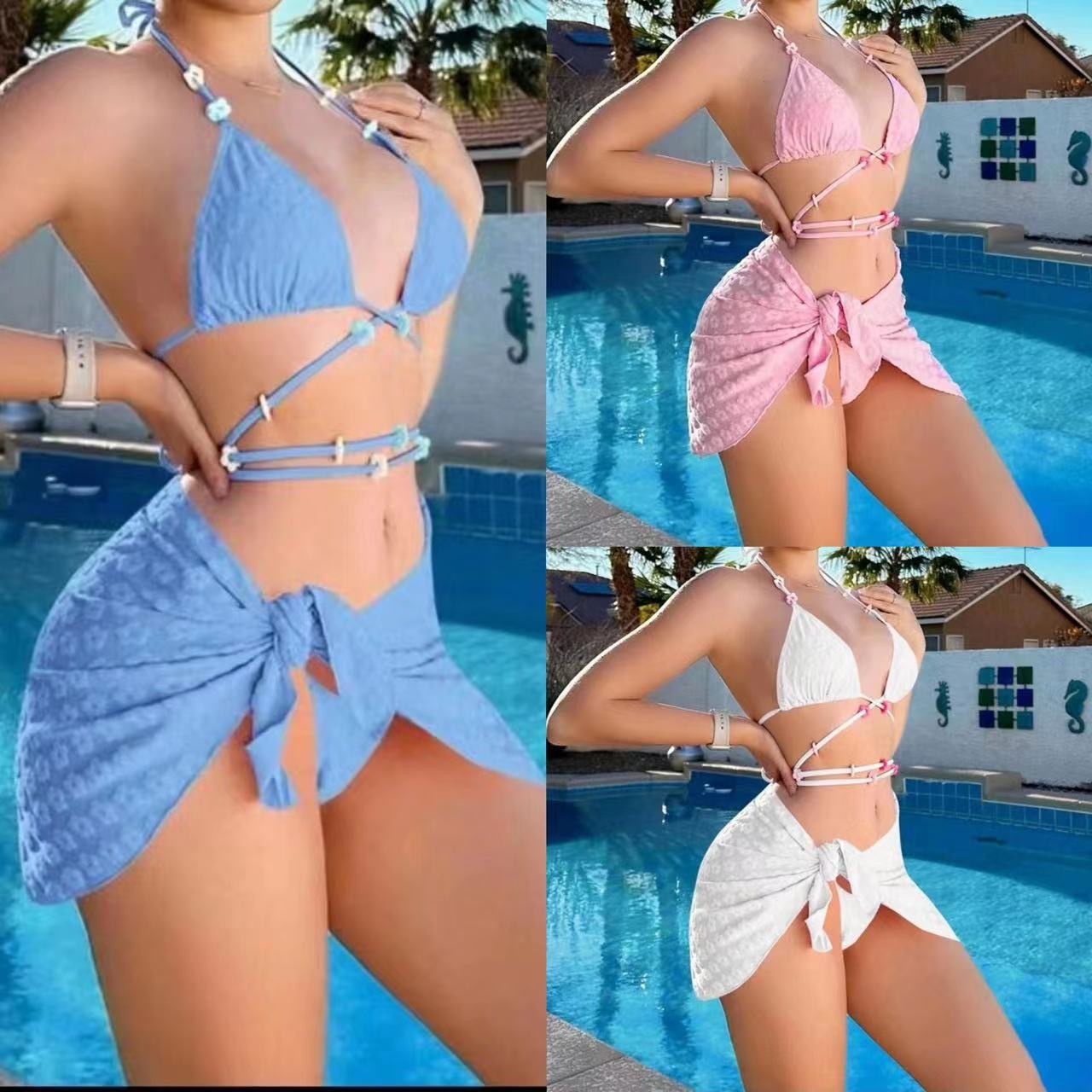 Fashion Ladies Three-piece Set Strap Split Swimsuit - Image 3