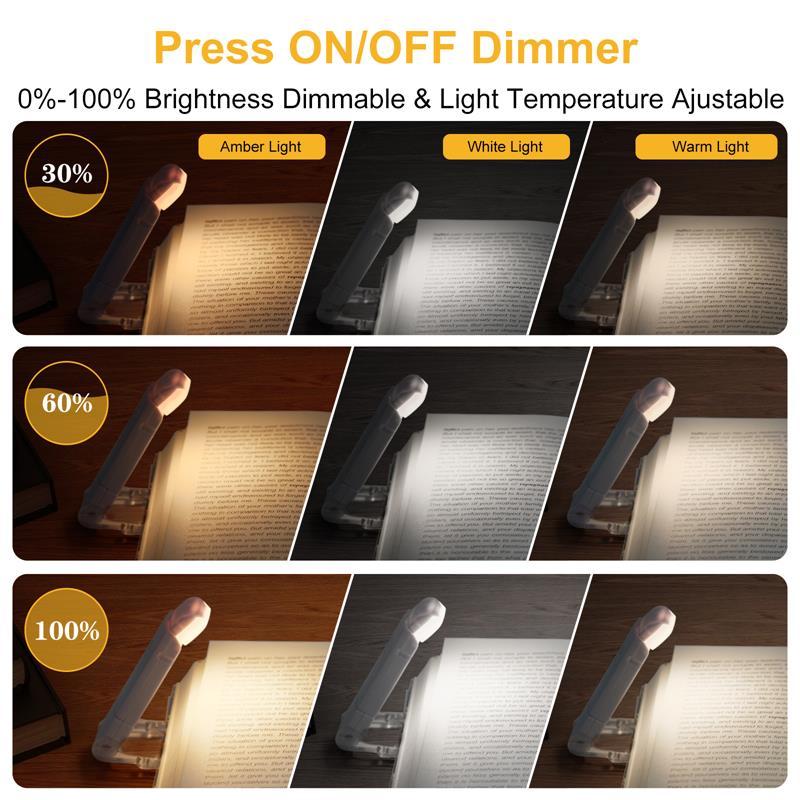 LED USB Rechargeable Book Reading Light Brightness Adjustable Eye Protection Clip Book Light Portable Bookmark Read Light - Image 9