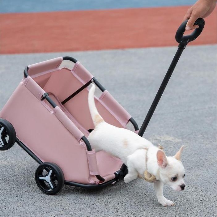 Pet Stroller Dog Cat Trolley Out Small Pet Cart Portable Foldable Storage Car - Image 10