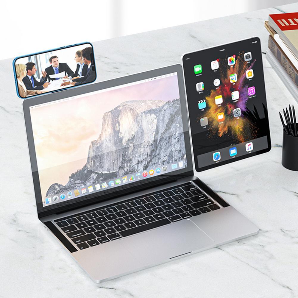 Laptop Phone Holder, Adjustable Laptop Side Mount Clip, Magnetic Laptop Monitor Mount, Computer Laptop Cellphone Stand Foldable Aluminum Expansion Bracket Tablet Clip For Dual Screen - Image 3